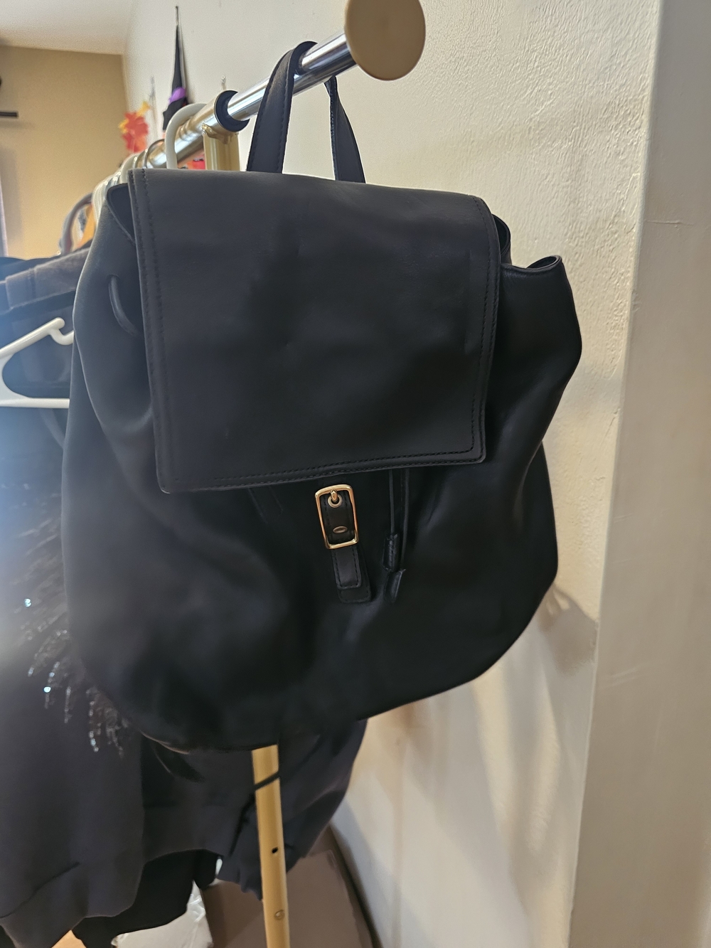 Vintage Coach Black Leather Backpack